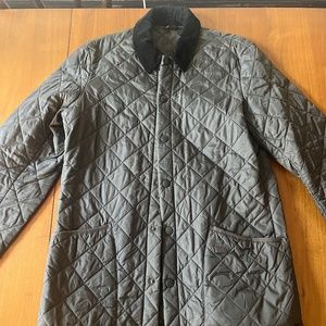 Barbour Jacket - Grey, Black Corduroy Collar, Mens Medium